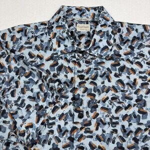 Culturata Shirt Mens Medium Blue Graphic Print Short Sleeve Tailored Fit Italy